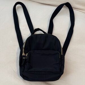 Black Mini Backpack with Gold Zippers